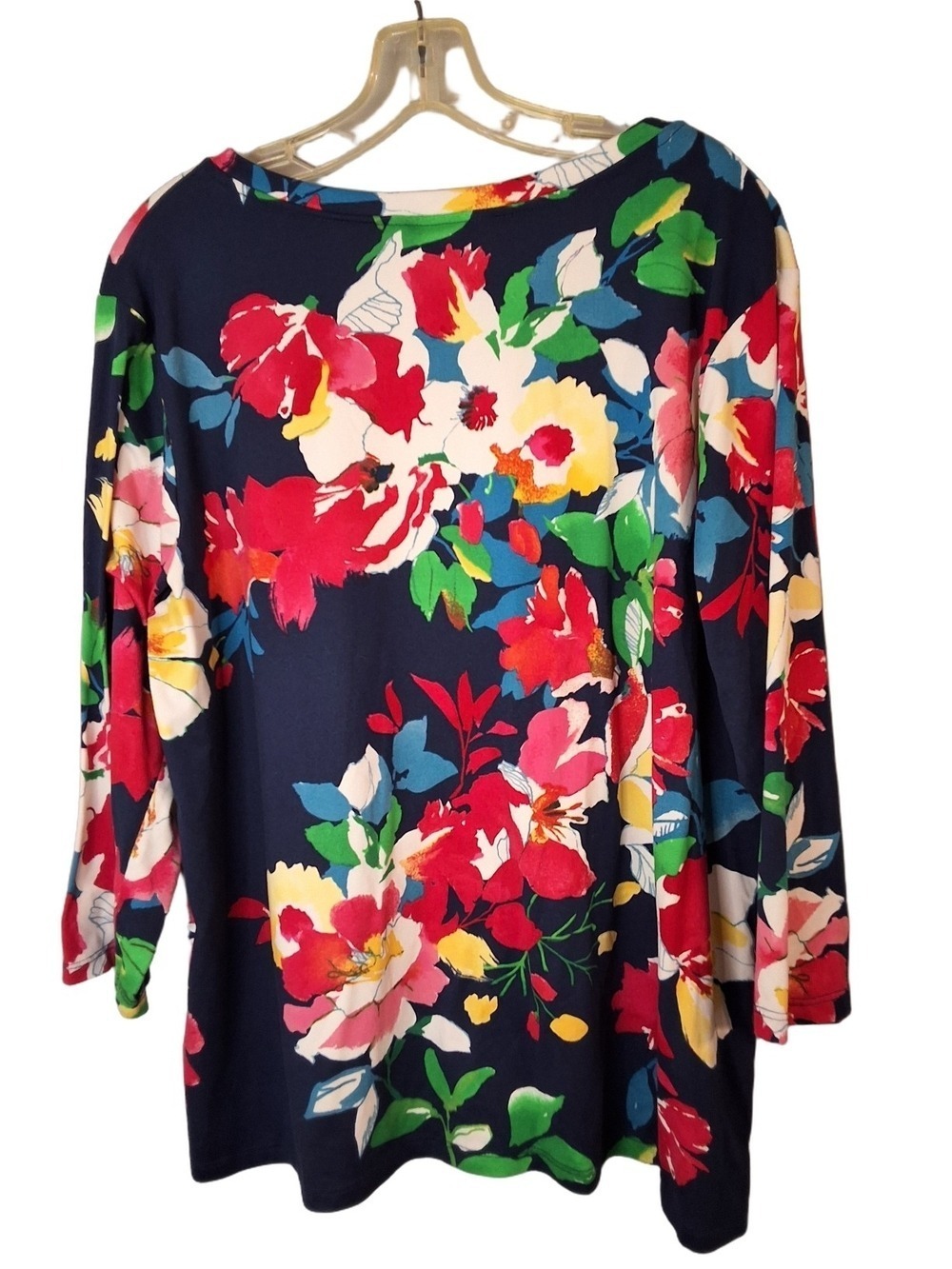 The Pioneer Woman Navy Red Floral V Neck Top XL - Picture 3 of 6